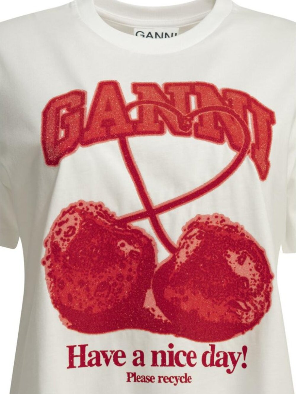 Ganni Cherries Crewneck T-Shirt Tag Size M Women - Picture 3 of 4